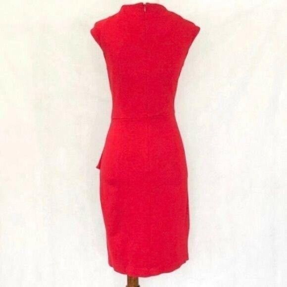 Calvin Klein Sleeveless Red Knit Side Peplum Dress - Picture 5 of 10